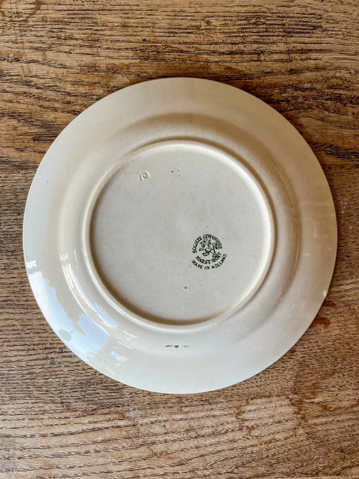 Antique Societe Ceramique Terre de Fer Plates | Green Ironstone